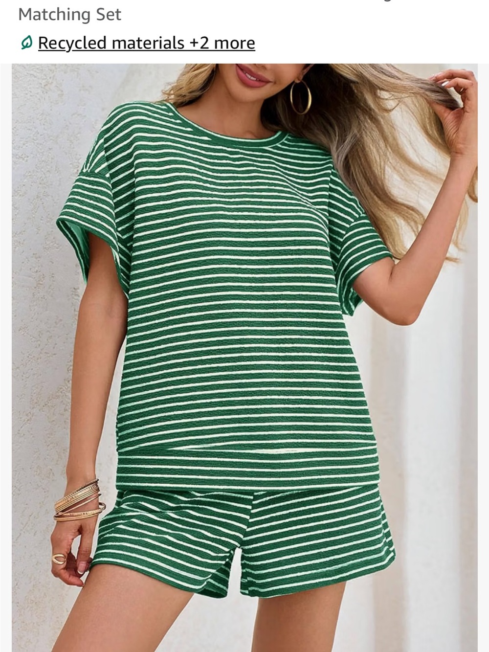 Women's Green & White Striped Short Sleeve Tee - Casual Summer Top